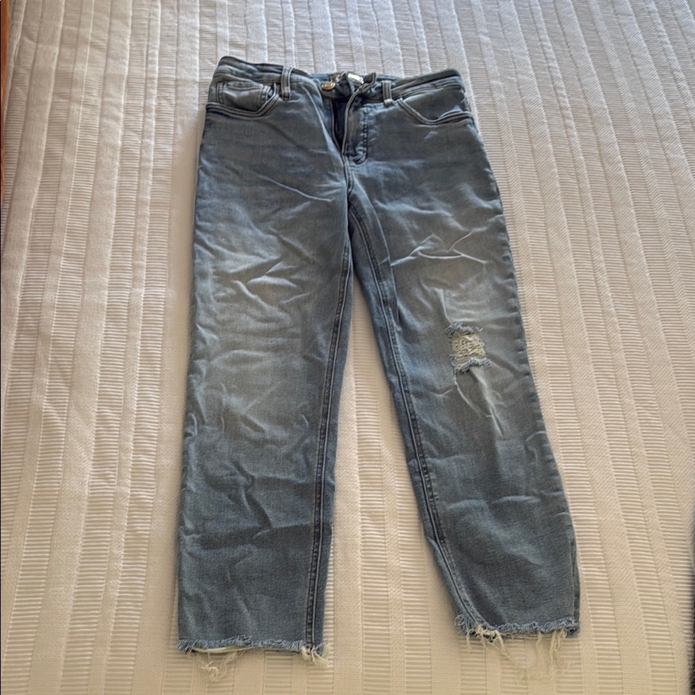 Kut from the Kloth Rachael Fab Ab Mom Straight Leg Jeans with Distressed Details